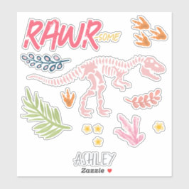 Mädchen Niedliche roh-einige rosa Dinosaurier Kind Aufkleber