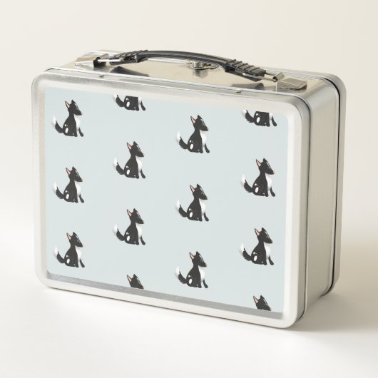 Mädchen Niedliche Schafhunde und Blume Kinderschul Metall Brotdose (Rückseite)