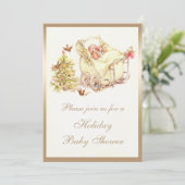 Mädchen-niedliche Vintage Weihnachtsbaby-Dusche Einladung (Stehend Vorderseite)