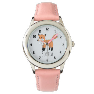 Mädchen Niedliche Waldfüßer Cartoon und Namensk Armbanduhr
