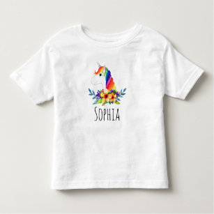 Mädchen Niedliche Wasserfarbe Regenbogen Einhorn u Kleinkind T-shirt