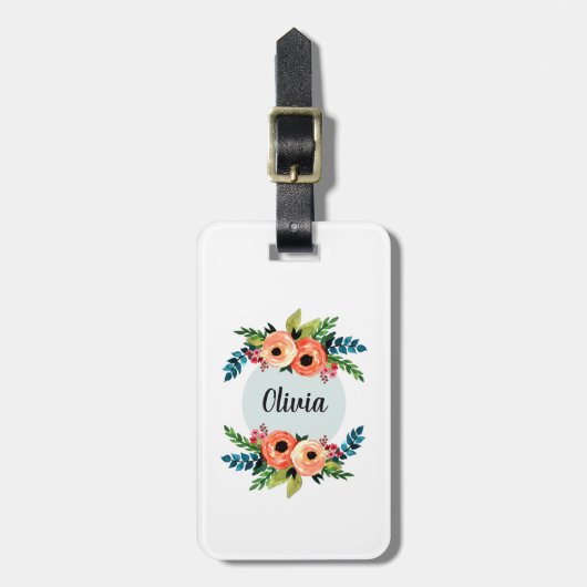 Mädchen Niedliche Wasserfarben Blume und Kinder be Gepäckanhänger (Vorderseite vertikal)
