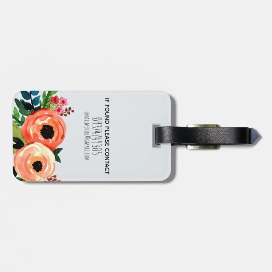 Mädchen Niedliche Wasserfarben Blume und Kinder be Gepäckanhänger (Rückseite horizontal)