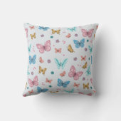 Mädchen Niedliche Whimsical Pink Butterfly Geburts Kissen (Rückseite)