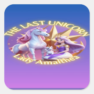 Mädchen niedlichen lila magischen Einhorn-T - Shir Quadratischer Aufkleber