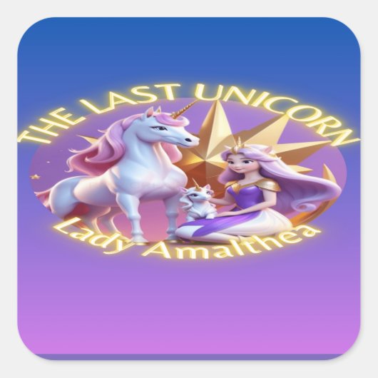 Mädchen niedlichen lila magischen Einhorn-T - Shir Quadratischer Aufkleber (Vorderseite)