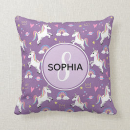 Mädchen Niedlichen Mit Monogramm Lila Einhorn Must Kissen