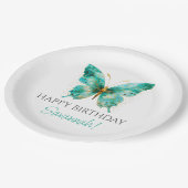 Mädchen Niedlicher Aquamariner Schmetterling 1. Ge Pappteller (Schrägansicht)