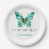 Mädchen Niedlicher Aquamariner Schmetterling 1. Ge Pappteller (Vorderseite)