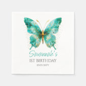 Mädchen Niedlicher Aquamariner Schmetterling 1. Ge Serviette (Vorderseite)