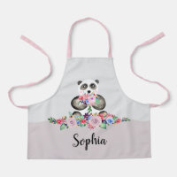 Mädchen Niedlicher Panda-Bär und Blume Kinder