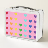 Mädchen Niedlicher Regenbogen Herzkinder Metall Brotdose (Rückseite)