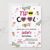 Mädchen niedlicher Sommer süße zwei coole 2. Gebur Einladung (Vorderseite)