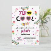 Mädchen niedlicher Sommer süße zwei coole 2. Gebur Einladung (Stehend Vorderseite)