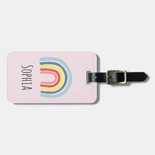 Mädchen Niedlicher Whimsical Rainbow Cartoon und N Gepäckanhänger (Vorderseite horizontal)