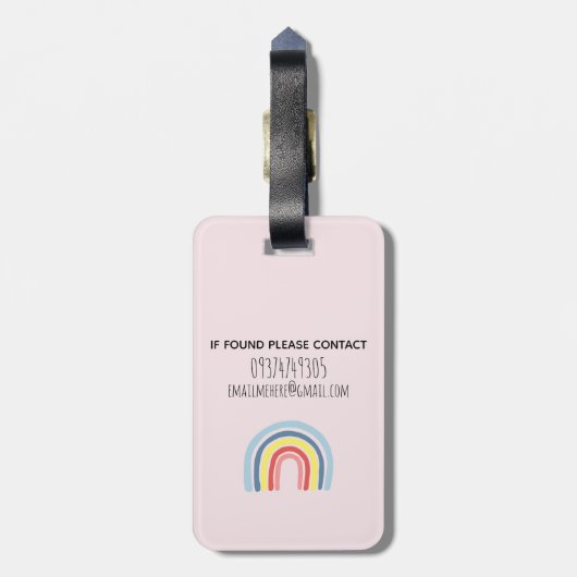 Mädchen Niedlicher Whimsical Rainbow Cartoon und N Gepäckanhänger (Rückseite vertikal)