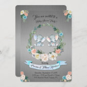 Mädchen oder Junge Babydusche, Silbermetall, niedl Einladung (Vorne/Hinten)