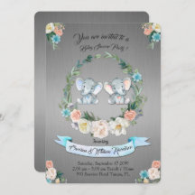 Mädchen oder Junge Babydusche, Silbermetall, niedl