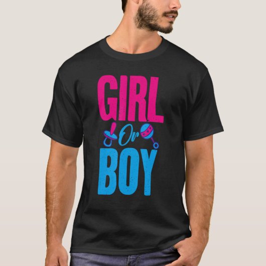 Mädchen oder Junge bald Eltern von rosa oder blaue T-Shirt (Vorderseite)