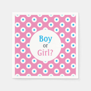 Mädchen oder Junge? Blue on Pink Polka-Dot Gender Serviette