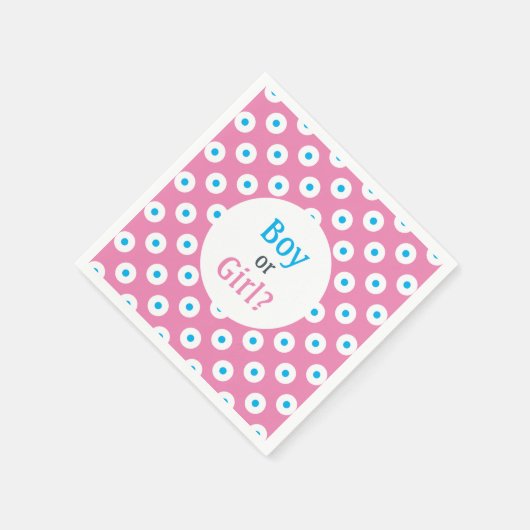 Mädchen oder Junge? Blue on Pink Polka-Dot Gender Serviette (Ecke)