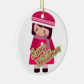 Mädchen oder Junge Frohe Weihnachtsdekoration Keramik Ornament (Rechts)