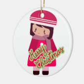 Mädchen oder Junge Frohe Weihnachtsdekoration Keramik Ornament (Links)