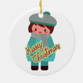 Mädchen oder Junge Frohe Weihnachtsdekoration Keramik Ornament (Hinten)
