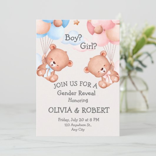 Mädchen oder Junge. Geschlecht enthüllt/Babydusche Einladung (Stehend Vorderseite)