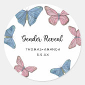 Mädchen oder Junge. Geschlechtsankündigung Runder Aufkleber (Vorderseite)