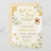 Mädchen oder Junge Hummel Gender Reveal Baby Dusch Einladung (Vorne/Hinten)