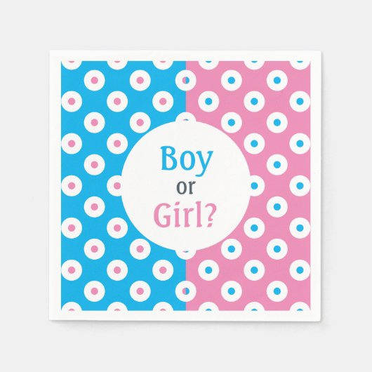 Mädchen oder Junge? Pink & Blue Polka-Dot Gender R Serviette (Vorderseite)
