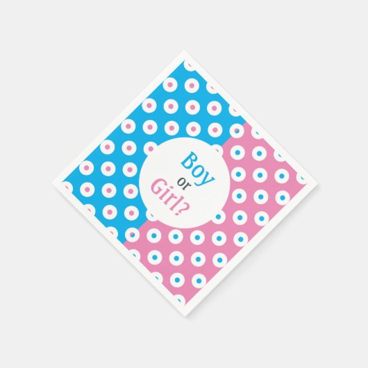 Mädchen oder Junge? Pink & Blue Polka-Dot Gender R Serviette (Ecke)