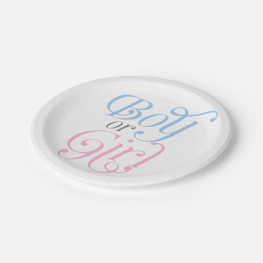 Mädchen oder Junge, Rosa oder Blau, Party der Gesc Pappteller (Schrägansicht)