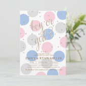 Mädchen oder Junge? Rosa und blaues Baby-Gender-Pa Einladung (Stehend Vorderseite)