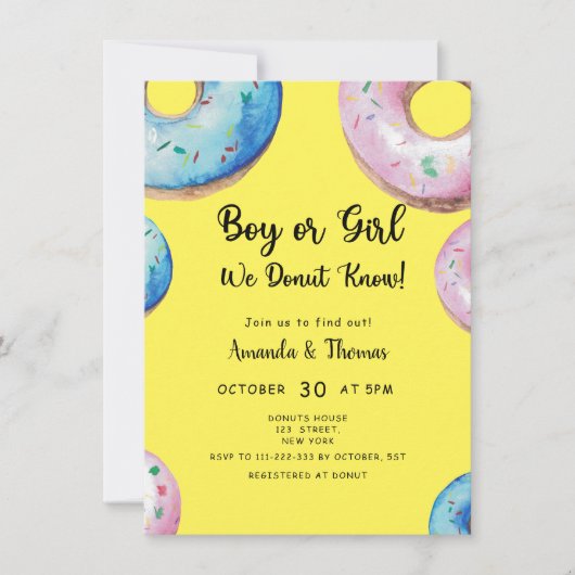 Mädchen oder Junge! Wir wissen es! Geschlechtsverk Einladung (Vorderseite)