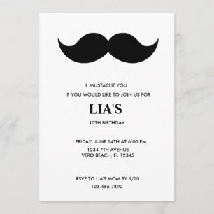 Mädchen oder Jungen Mustache Geburtstagsparty Einl Einladung