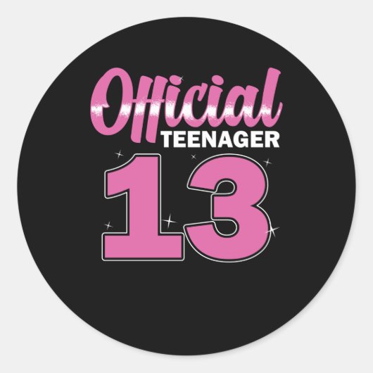 Mädchen Offiziell Teenager 13 Geburtstag Runder Aufkleber (Vorderseite)