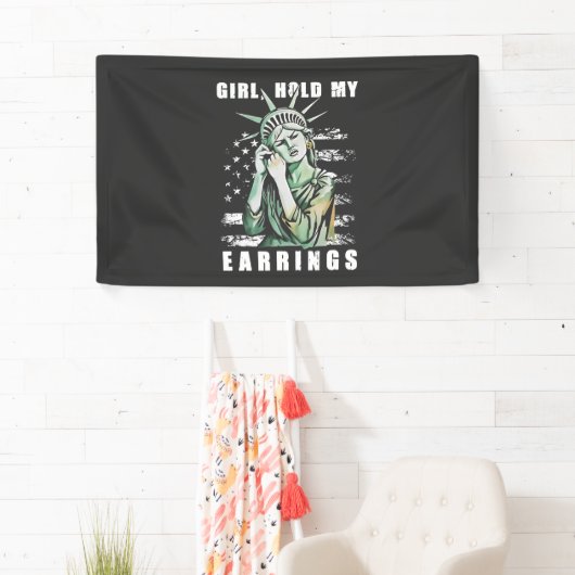 Mädchen, Ohrringe, Liberalstatus Amerikaner Banner (Insitu)