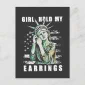 Mädchen, Ohrringe, Liberalstatus Amerikaner Einladungspostkarte (Vorderseite)