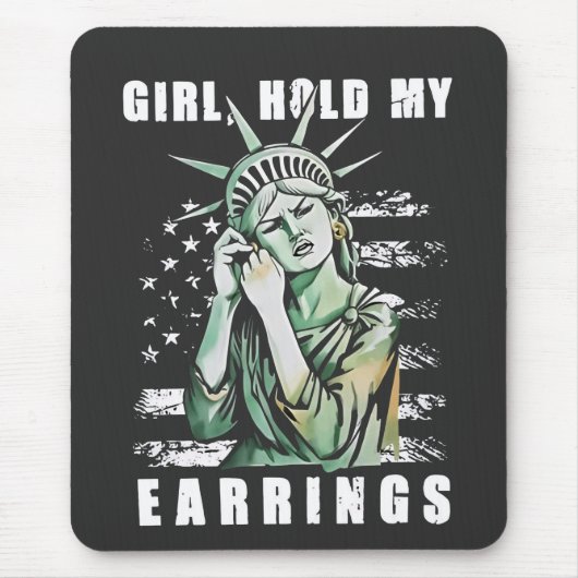 Mädchen, Ohrringe, Liberalstatus Amerikaner Mousepad (Vorne)