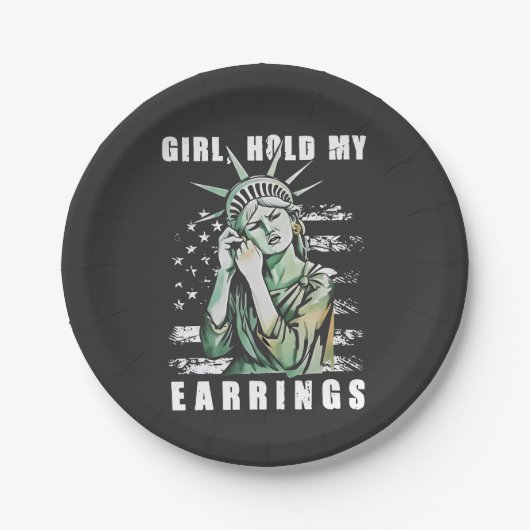 Mädchen, Ohrringe, Liberalstatus Amerikaner Pappteller (Vorderseite)