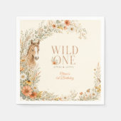 Mädchen Orange Wild One Wildblumen Pferd 1. Geburt Serviette (Vorderseite)