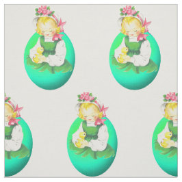 Mädchen-Osterei Ostern Vintages und Ostern-Küken Stoff