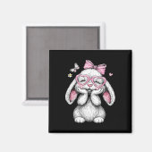 Mädchen Ostern Süße Hase Gesicht Rosa Ostern Kinde Magnet (Vorderseite/Rückseite)