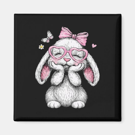 Mädchen Ostern Süße Hase Gesicht Rosa Ostern Kinde Magnet (Vorne)