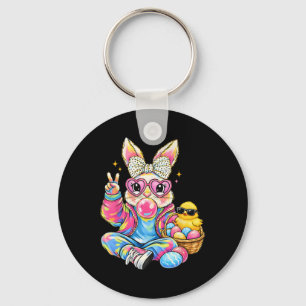 Mädchen Ostern Süßer Hase Coquette Rosa Ostern Kin Schlüsselanhänger