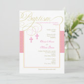 Mädchen paart Damast-Taufe-Einladung Einladung (Stehend Vorderseite)