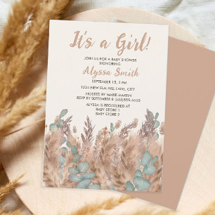 Mädchen Pampas Gras Boho Boheme Wüsten-Baby-Party Einladung