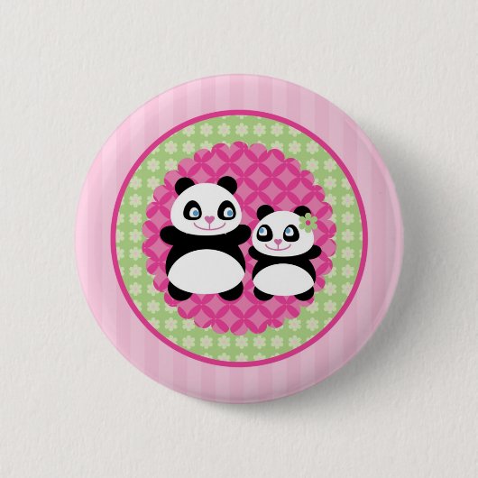 Mädchen-Panda-Bärn-Knopf Button (Vorderseite)